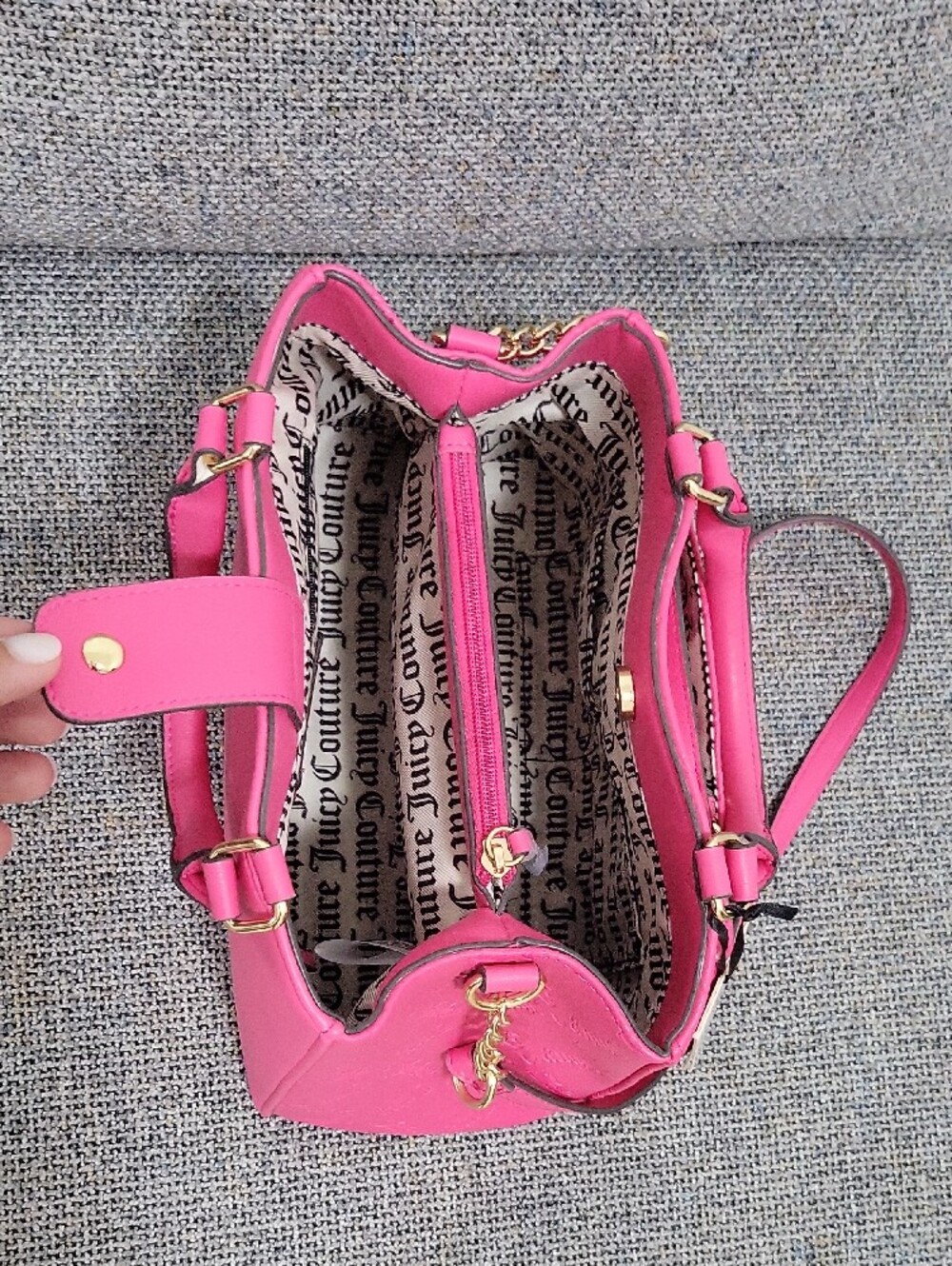 JUICY COUTURE 2pc Pull Out Pouch Satchel in Pink Flash/Duty Blush - Picture 9 of 17